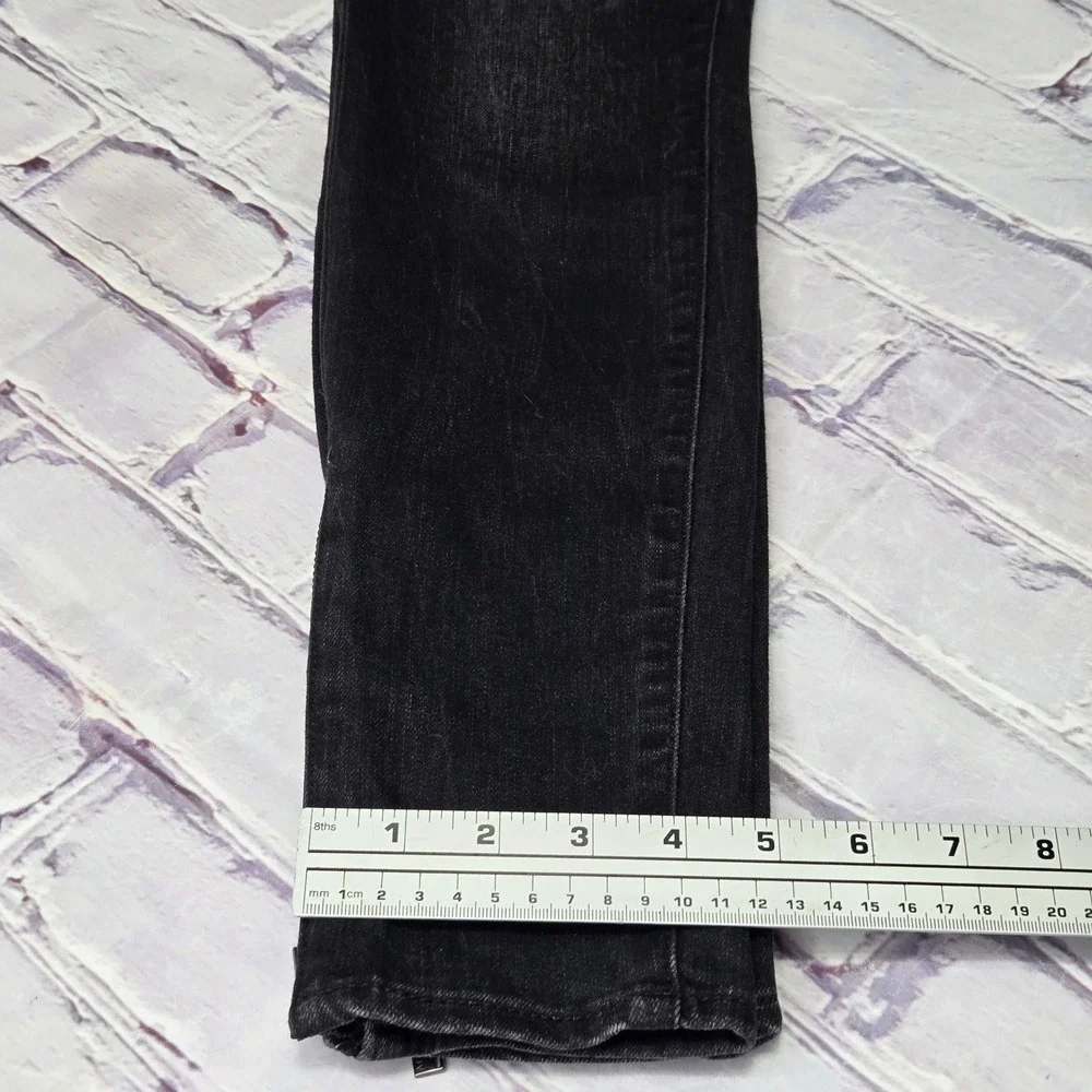 Athleta Sculptek Skinny Jeans Black Carbon Faded Ankle Zip‎ Denim Womens 6